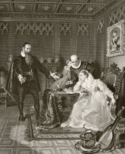 John Knox admonishing Mary Queen of Scots about her planned marriage to Don Carlos, son of Philip II of Spain, 24 June 1563, from 